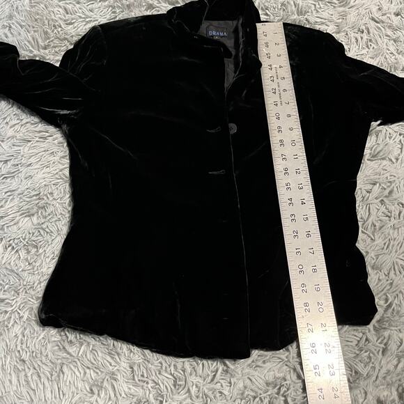 Vintage Drama Silk Blend Velvet Black Blazer Jacket USA Made Women’s 6 Whimsy - Picture 4 of 7